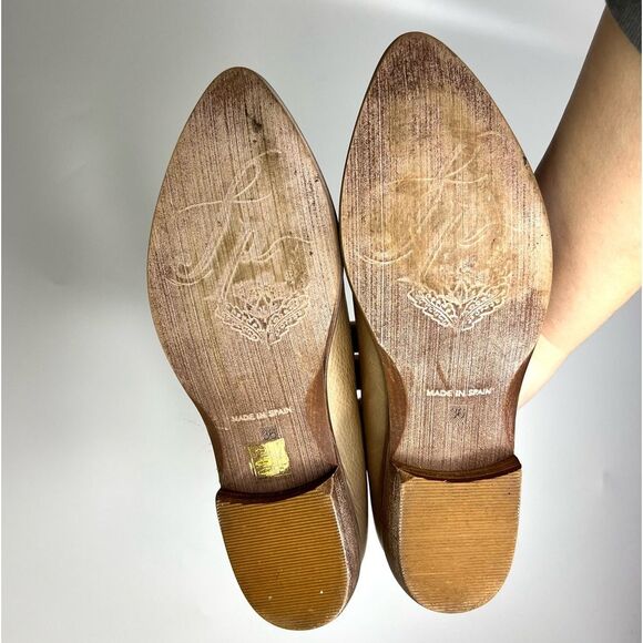 Free People Royale D’Orsay Pointed Toe Leather Flats 36/6 Taupe - Picture 15 of 16